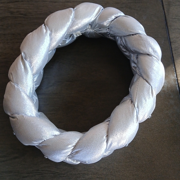 African Silver Hat Braided Crown Head Band Women's Bonnet Muslim Turban One Sz - Picture 5 of 5